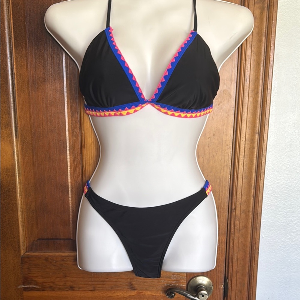 Forever 21 Black and Pink Bikini Set